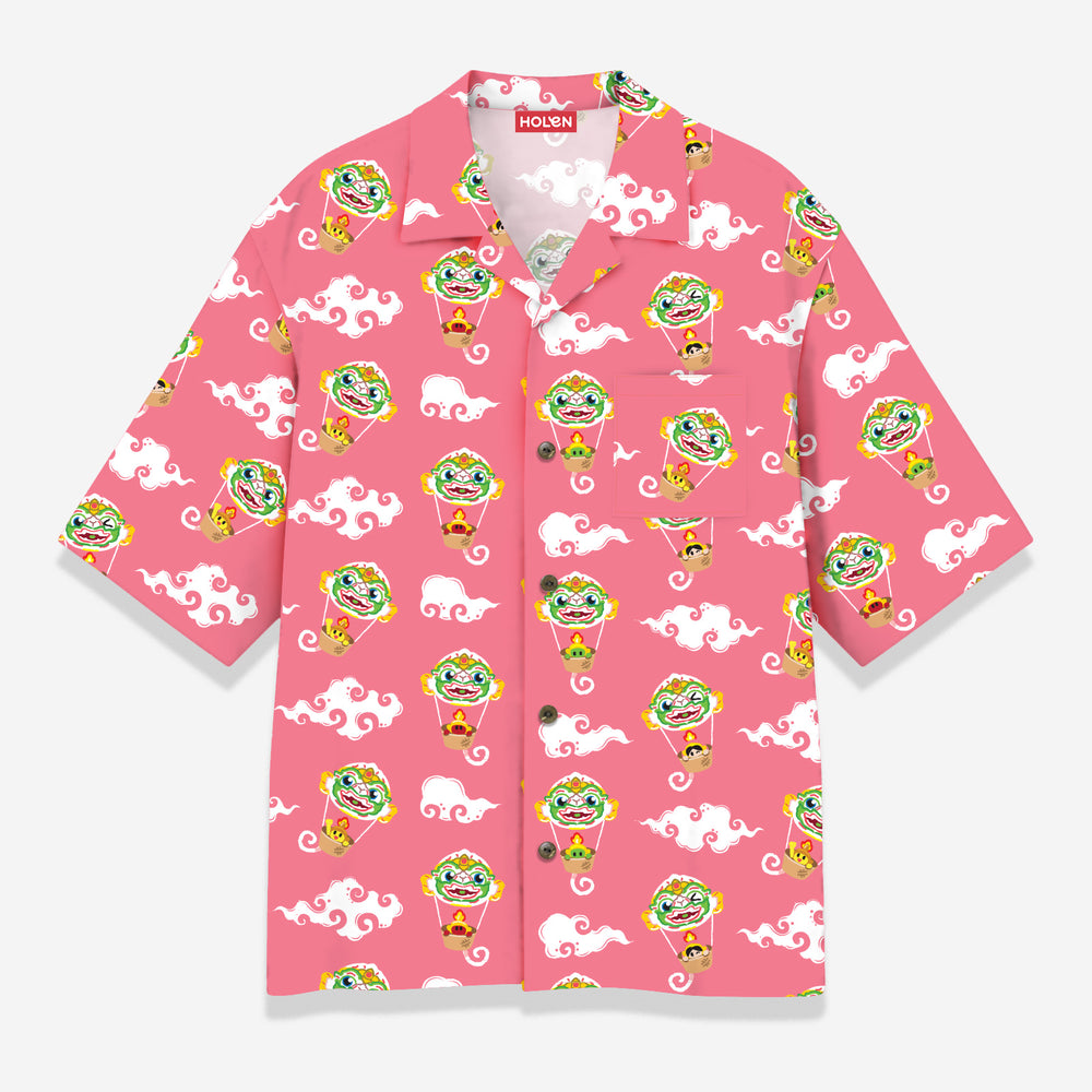 Hawaii Shirt - Hanuman Happy Ballon Pink (เสื้อฮาวาย - หนุมานกับบอลลูนแห่งความสุข สีชมพู)