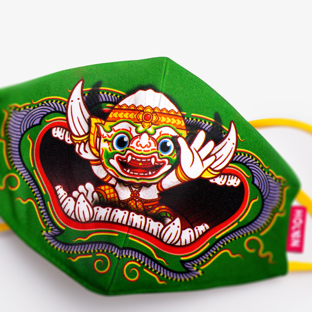 Hello Mask for Kids - Hanuman in giant mouth (หน้ากากผ้าฮัลโหลคิดส์ หนุมานอ้าปากยักษ์) (Size-M)