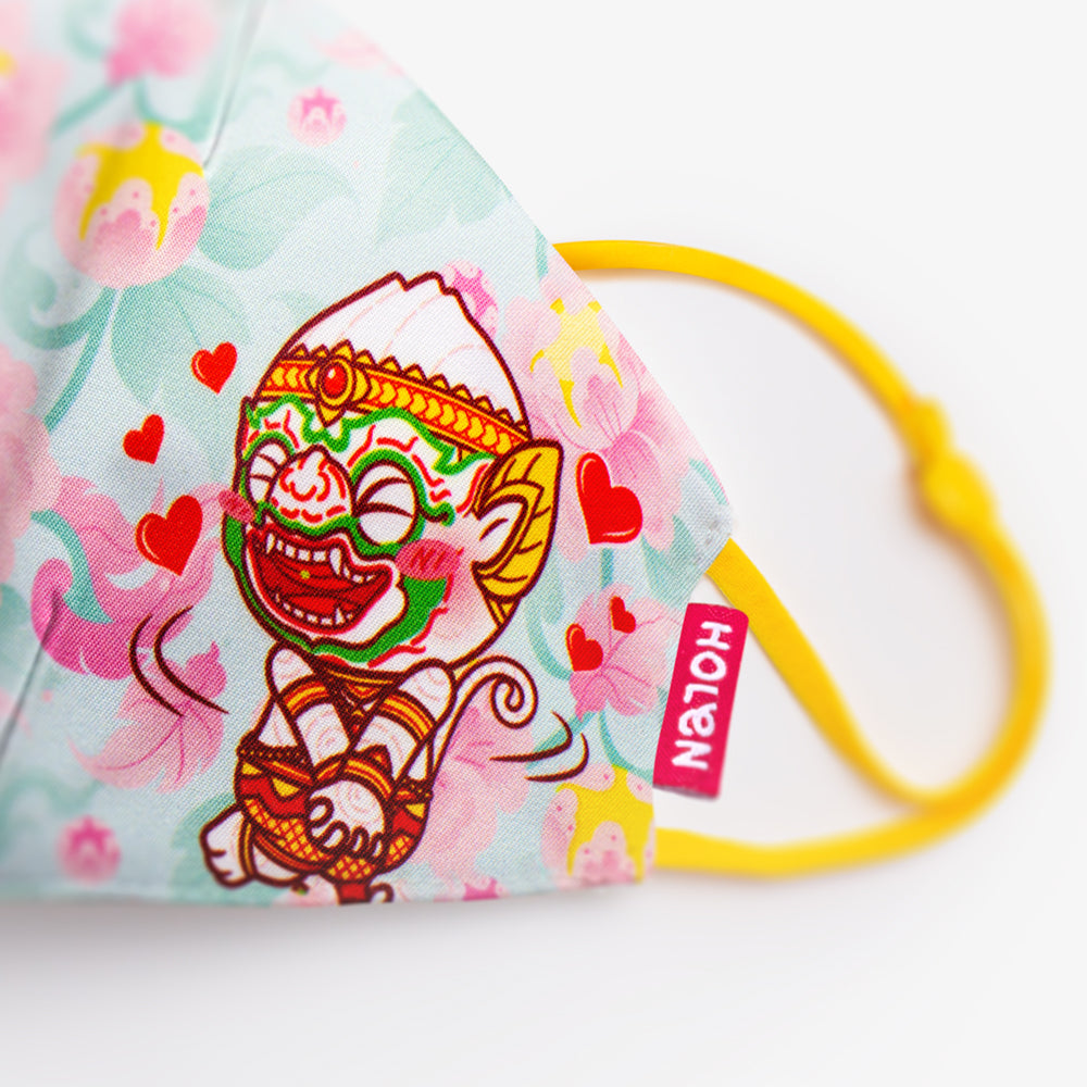 Hello Mask for Kids - Lovely Hanuman (หน้ากากผ้าฮัลโหลคิดส์ หนุมานลิงจั๊กๆ) (Size-M)