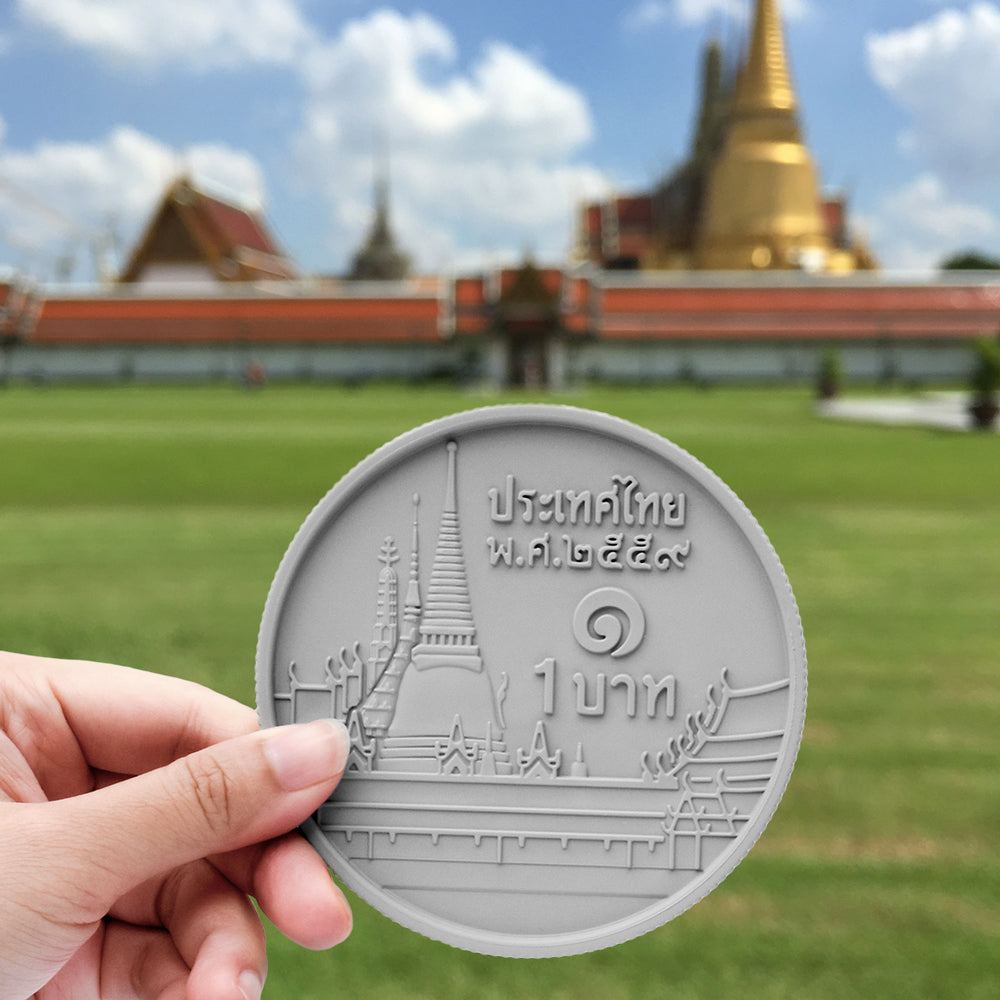 ONE-BAHT Coin Coaster - Wat Phra Kaew (ที่รองแก้วเหรียญบาท วัดพระแก้ว) 